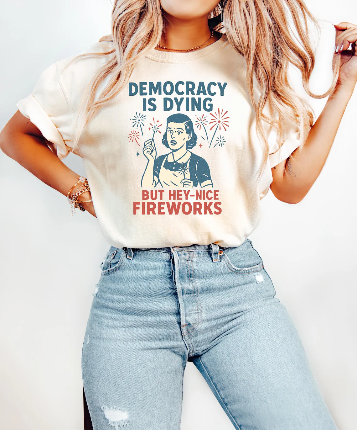 4th Of July Democracy Is Dying But Hey Nice Fireworks Shirt