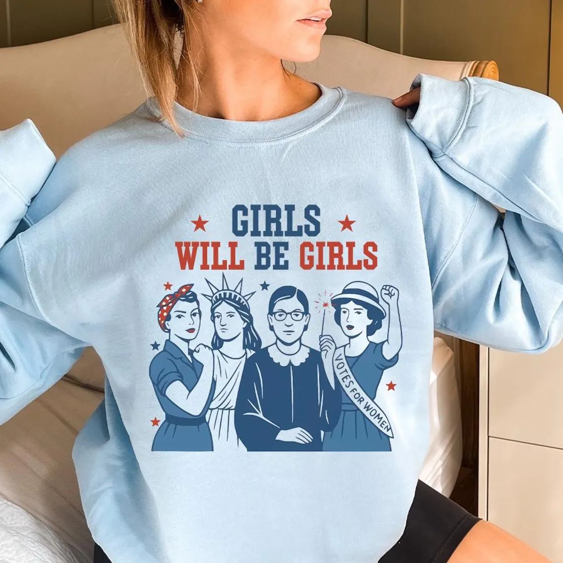 Girls Will Be Girls 4th of July Printed Long Sleeve Top