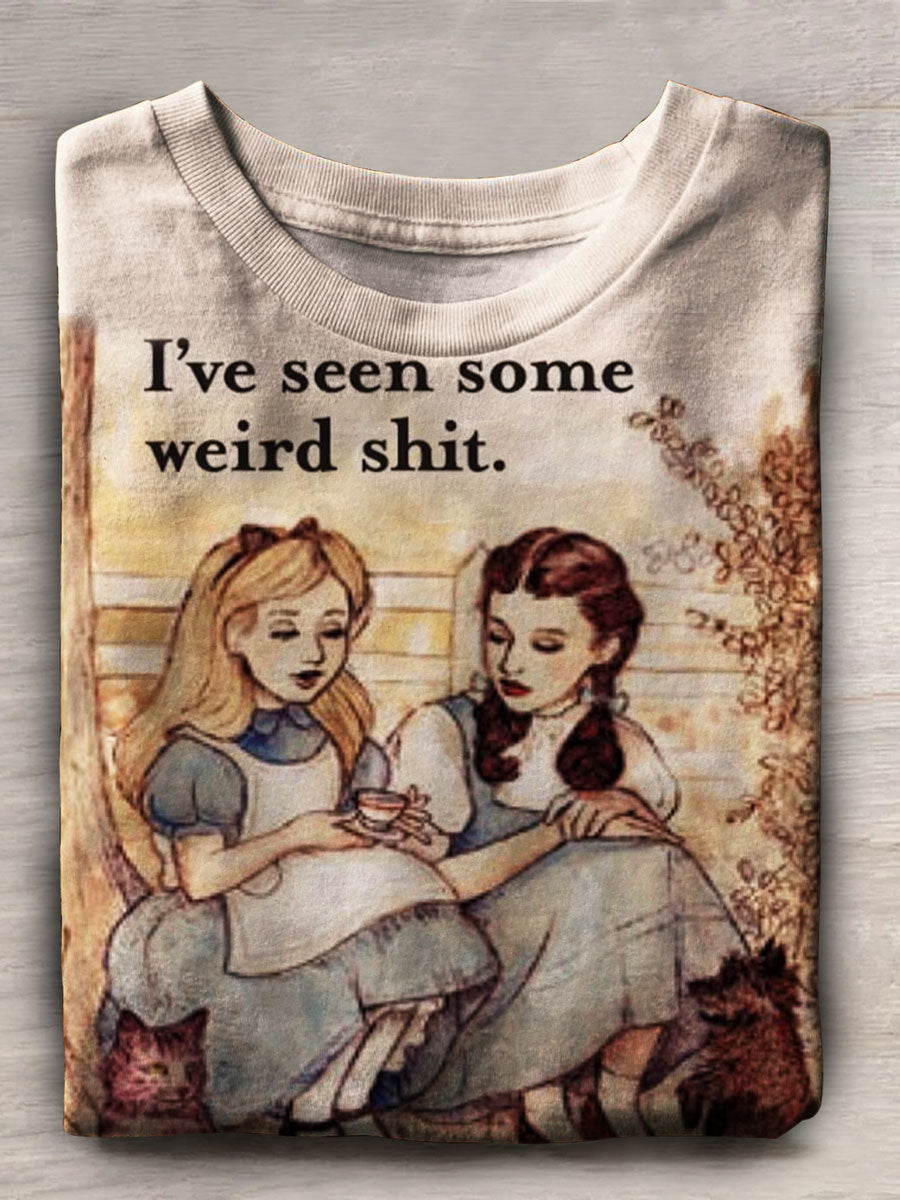 I've Seen Some Weird Shit Print Casual Short Sleeve Top
