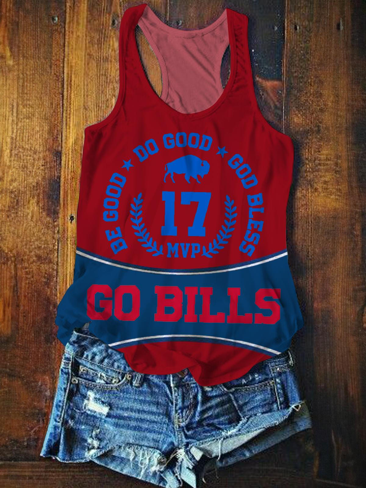 Be Good Do Good Go Bless Go Bills Printed Casual Tank Top