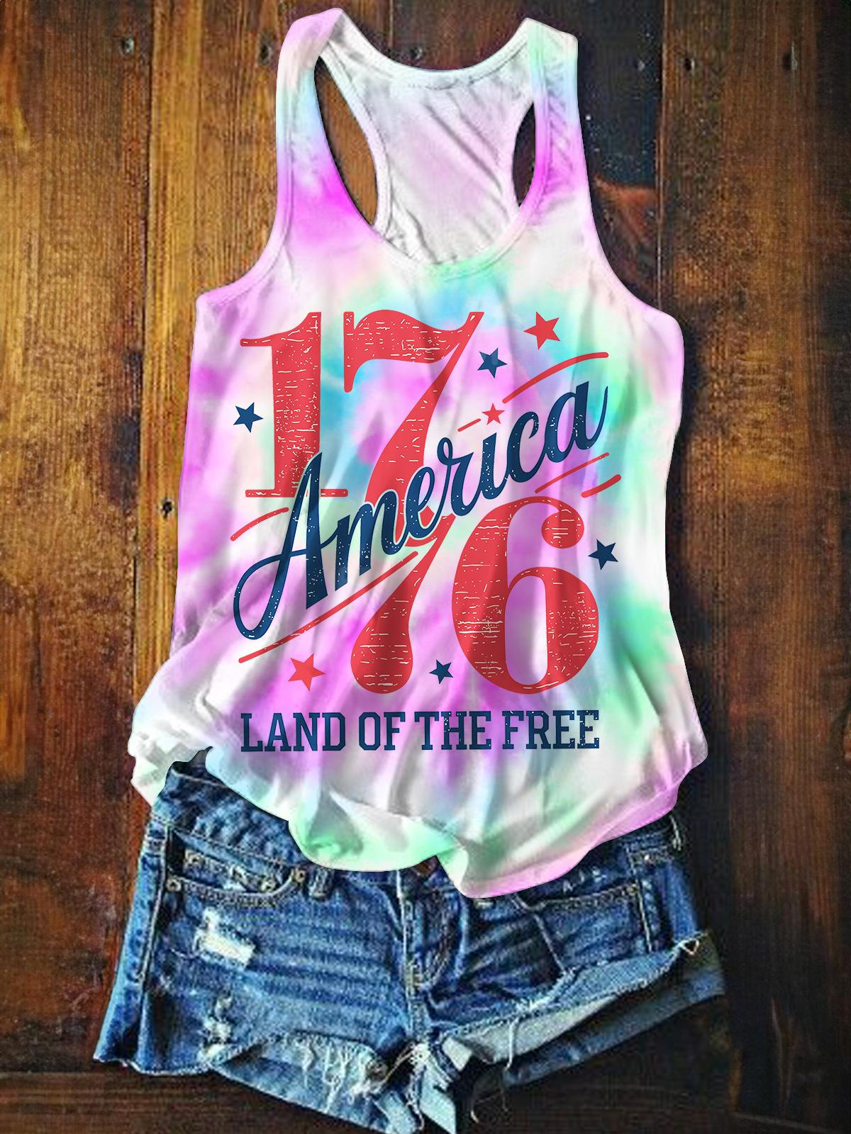 1776 America Land Of The Free Sublimation Printed Casual Tank Top