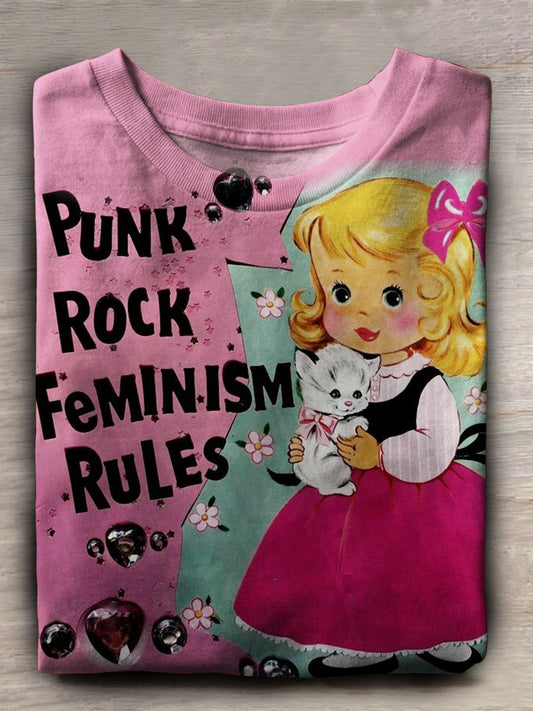 Funny Punk Rock Print Casual Short Sleeve T-shirt