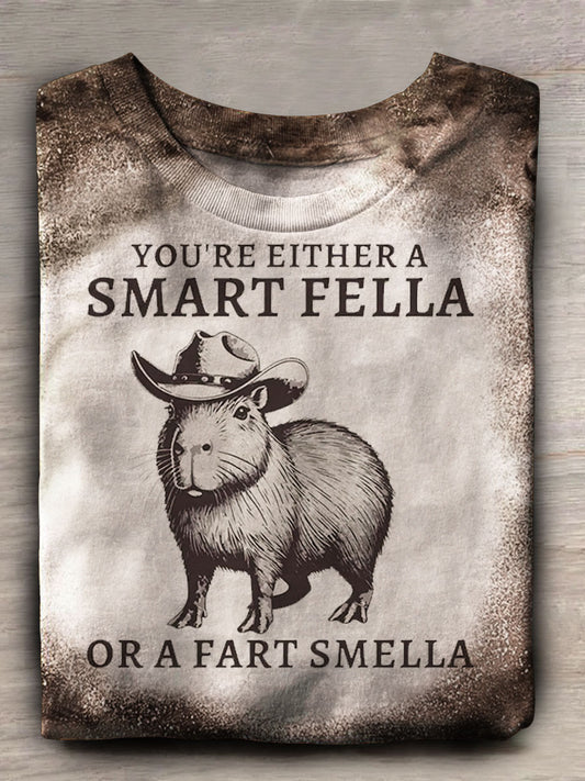 You're Either A Smart Fella Or Fart Smella Print Casual T-shirt