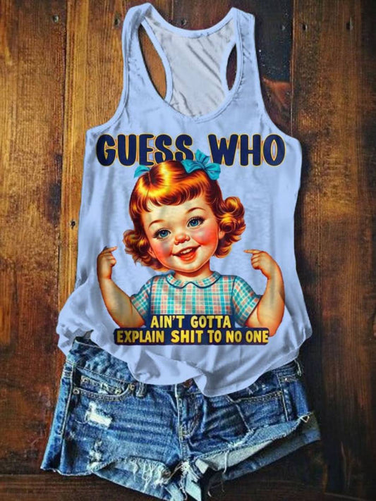 Women's Retro Funny Adult Humor Art Print Tank Top