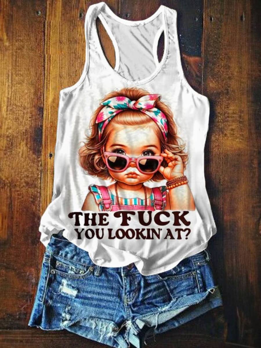 Women's Retro Funny Adult Humor Art Print Tank Top