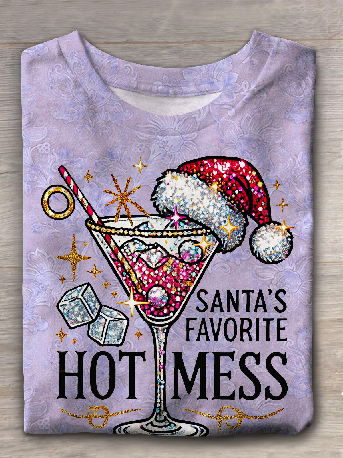 Women's Santa's Favorite Hot Mess Printed Casual T-Shirt