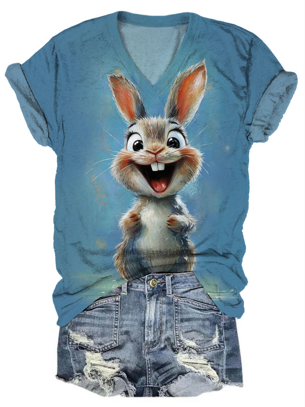 Happy Rabbit Easter Day Fun Print T-shirt