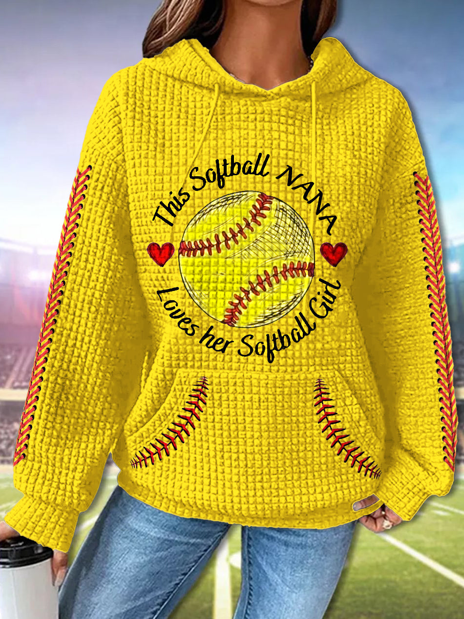 This Softball NANA Long Sleeve Waffle Hoodie