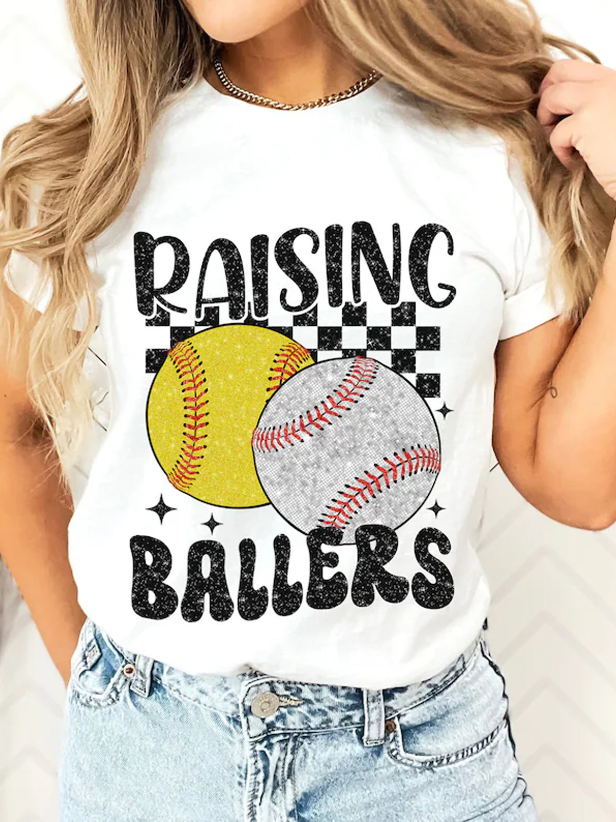 Retro Softball Baseball Crew Neck T-shirt