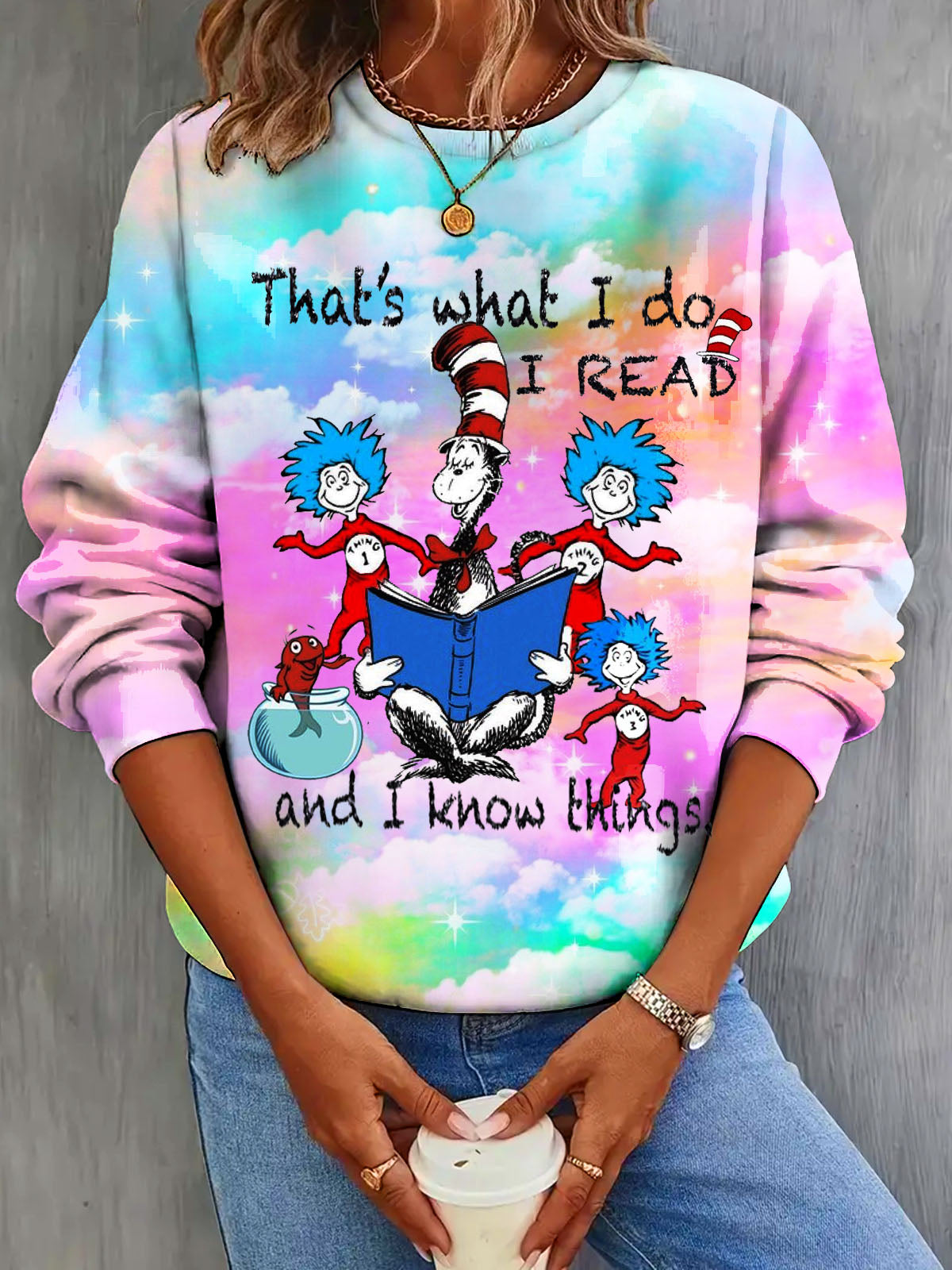 That's What I Do Reading Day High Cap Print Long Sleeve Top