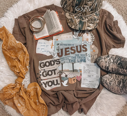 Vintage God's Got You Faith Collage Faith Tee