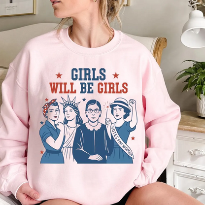 Girls Will Be Girls 4th of July Printed Long Sleeve Top
