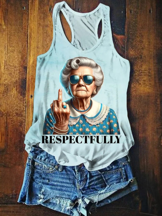 Respectfully Funny Adult Humor Print Casual Tank Top