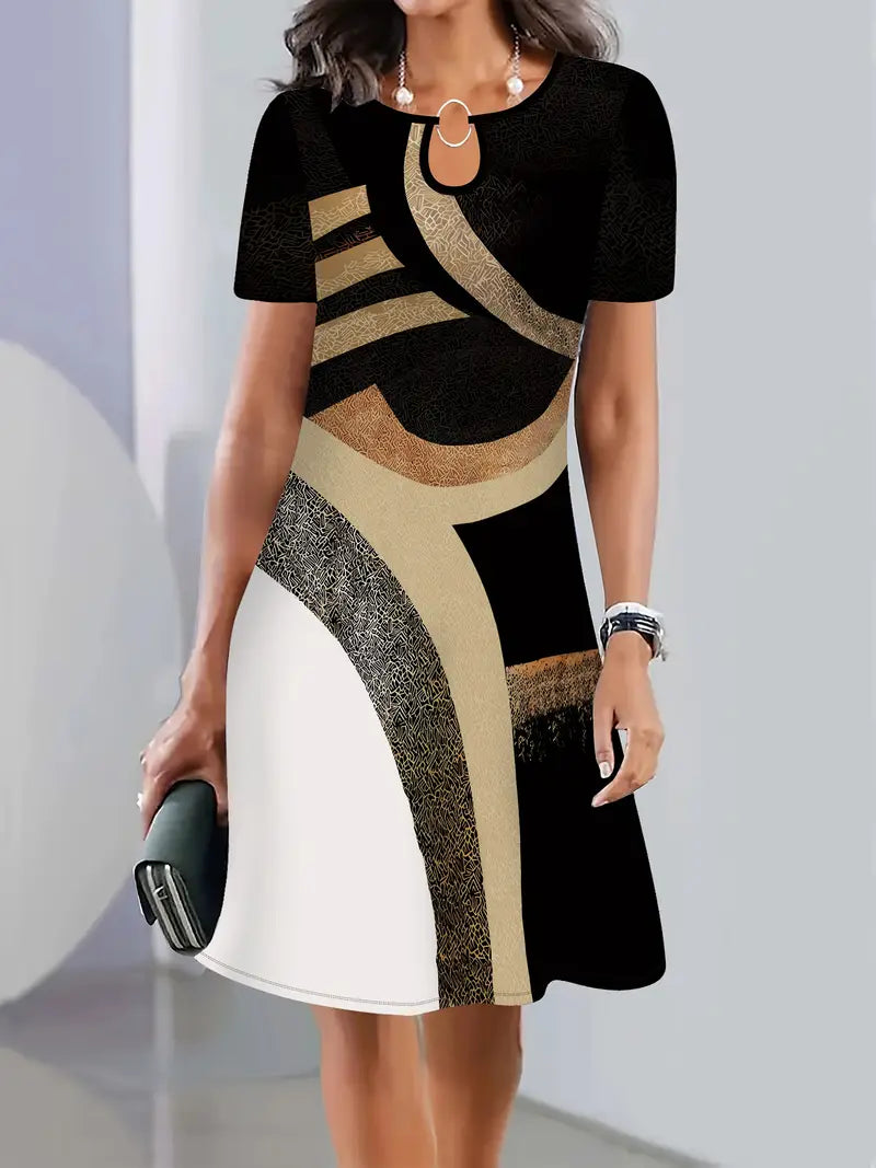 Women's Casual Sporty Dress with 3D Geometric Print