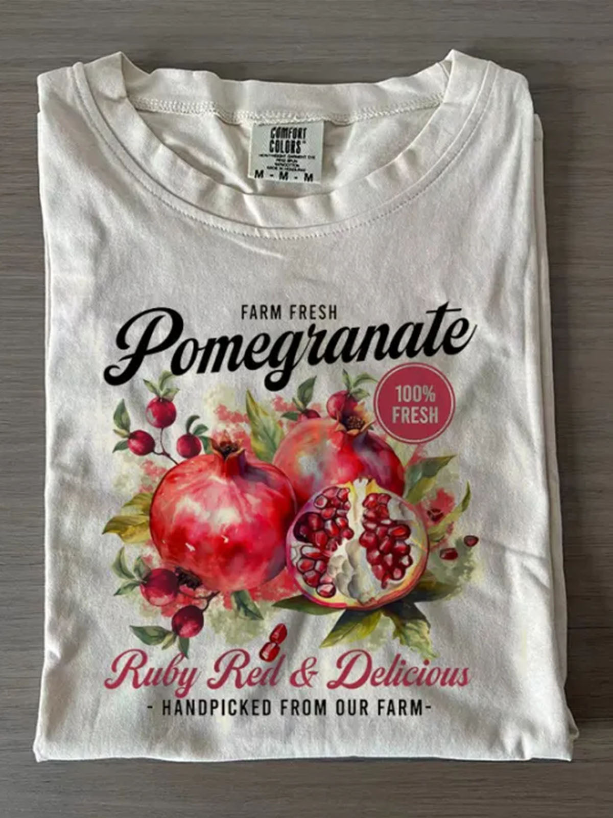 Women's Pomegranate Print Crew Neck T-shirt