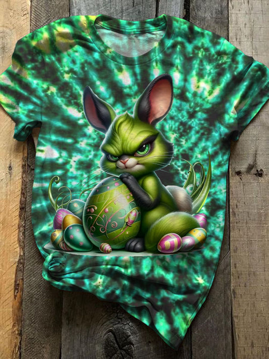 Green Bunny Easter Crew Neck T-shirt