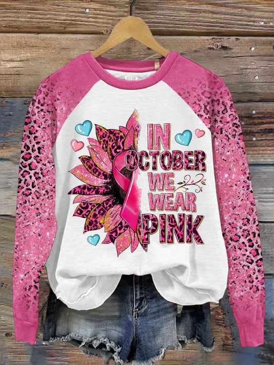 Breast Cancer Awareness Month Pink Art Print Long Sleeve Top