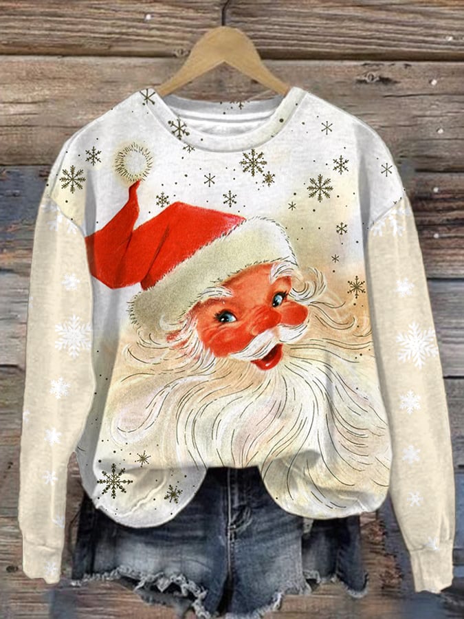 Women's Christmas Vintage Print Long Sleeve Sweatshirt