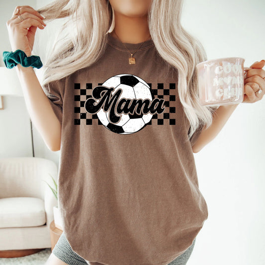 Women's Soccer Mama Print Crew Neck T-shirt