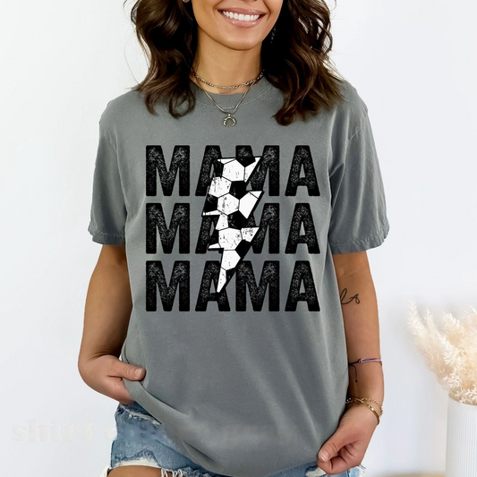 Women's Retro Soccer Mama Print Crew Neck T-shirt