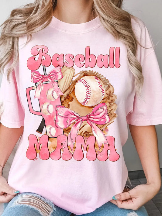 Women's Game Day Baseball Printed Crew Neck T-shirt