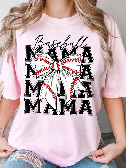 Women's Game Day Baseball Printed Crew Neck T-shirt