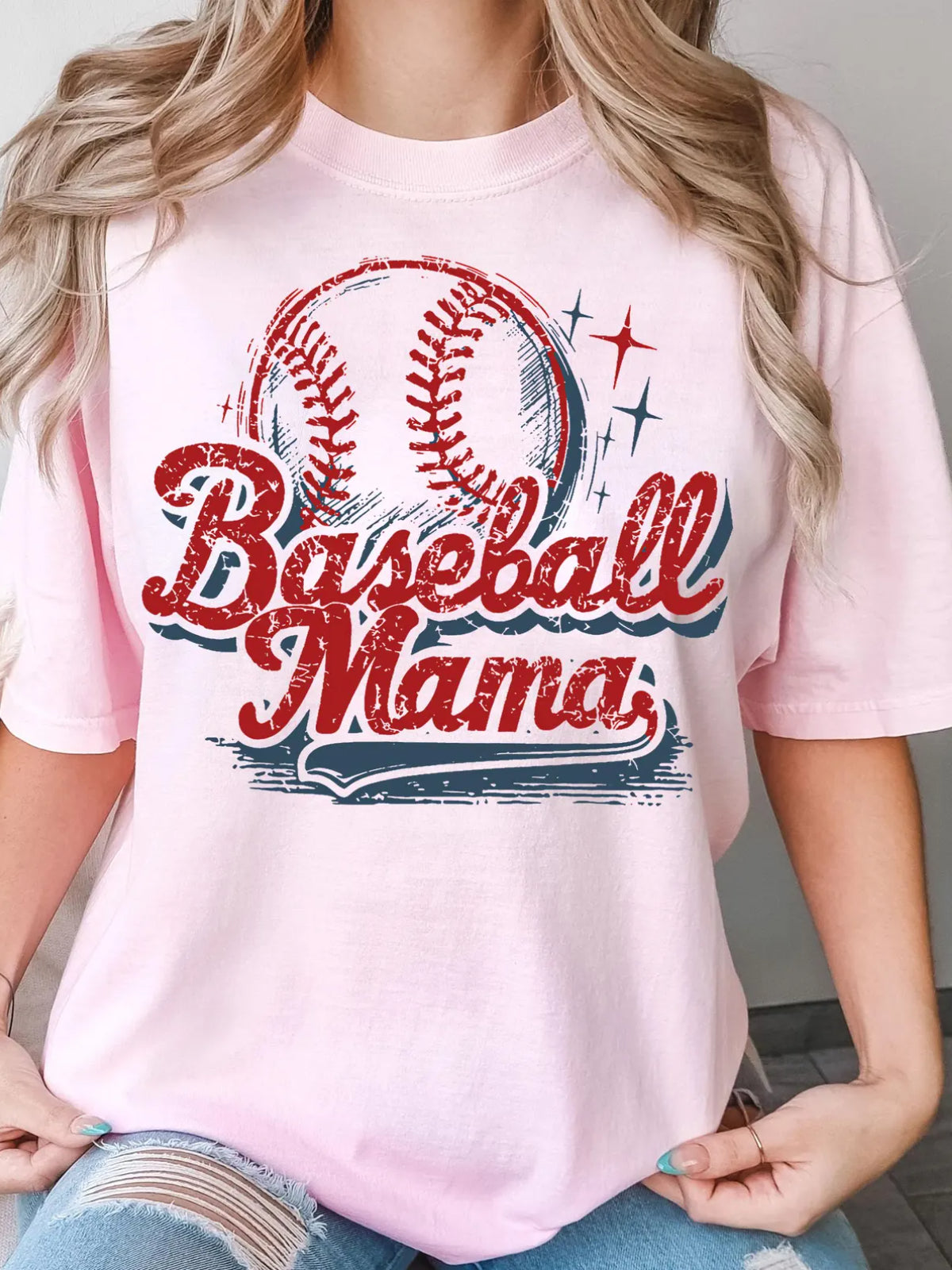 Women's Game Day Baseball Printed Crew Neck T-shirt