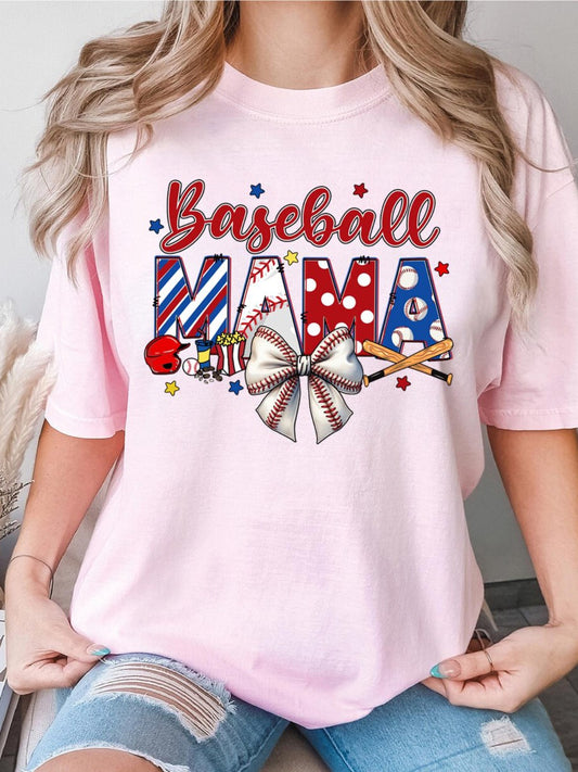 Women's Game Day Baseball Printed Crew Neck T-shirt