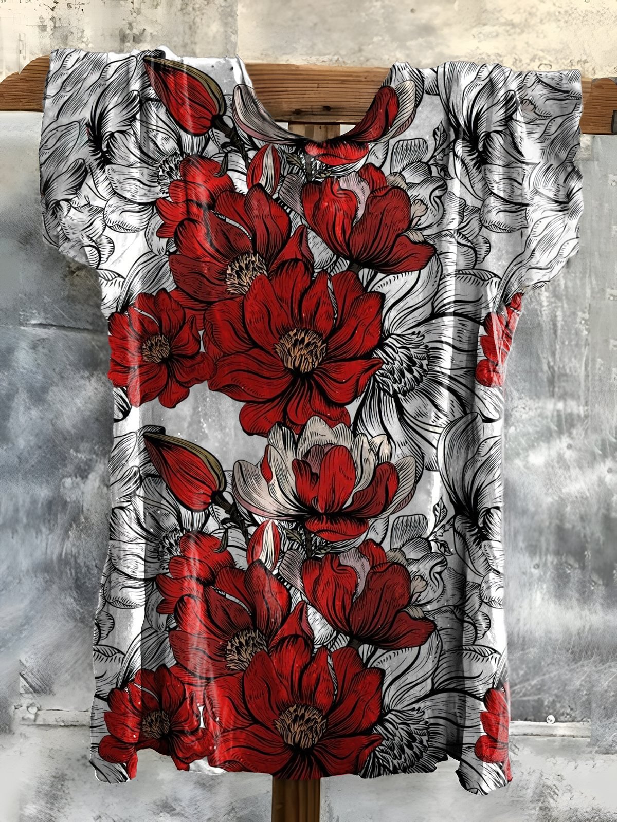 Women‘s Floral Art Print Crew Neck T-shirt