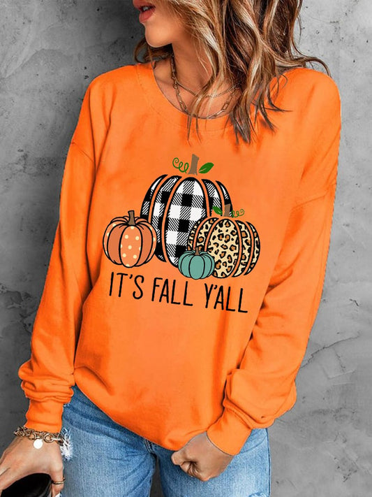 Women's It's Fall Y'all Casual Print Long Sleeve Top