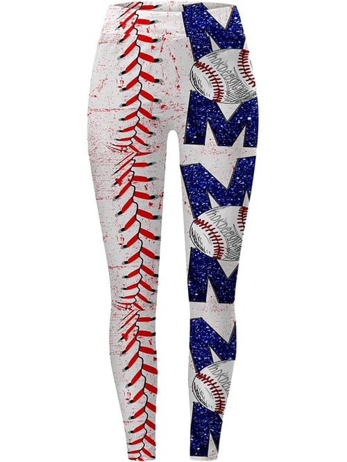 Women's Baseball Print Yoga Leggings