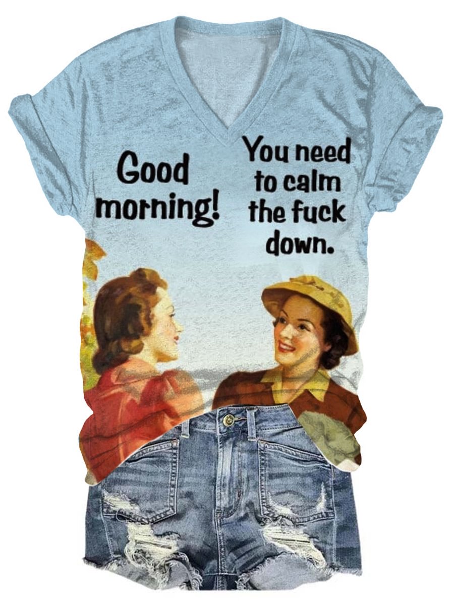 Vintage Funny Art Casual Print T-shirt