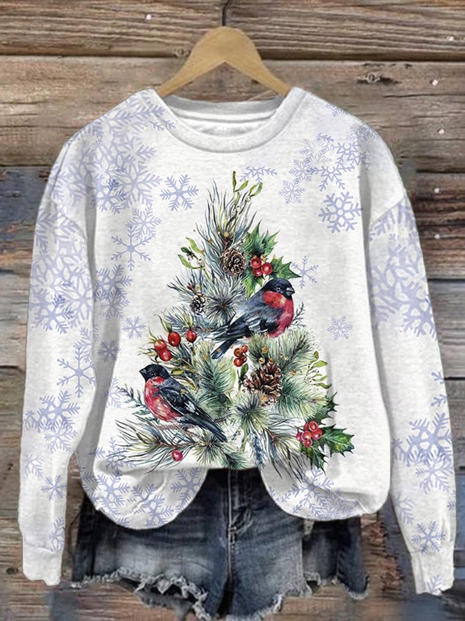 Women's Christmas Tree Pattern Print Long Sleeve Top