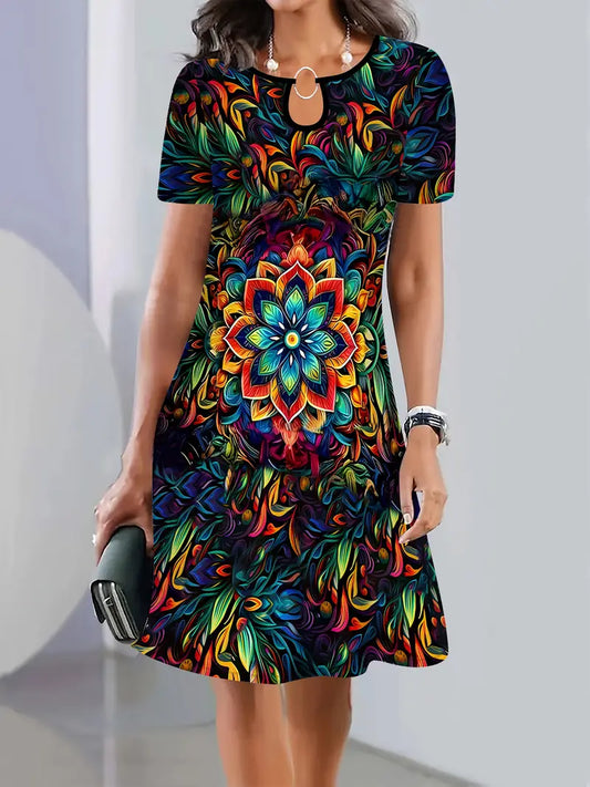 Women's Casual Floral Print Short Sleeve Dress