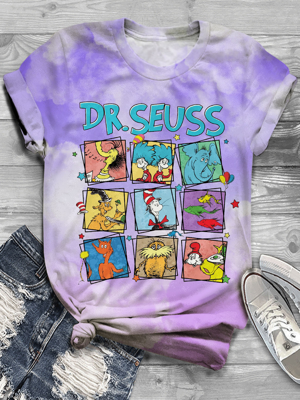 Reading Day Picture Book Character Art Illustration Print T-shirt