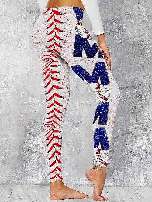 Women's Baseball Print Yoga Leggings