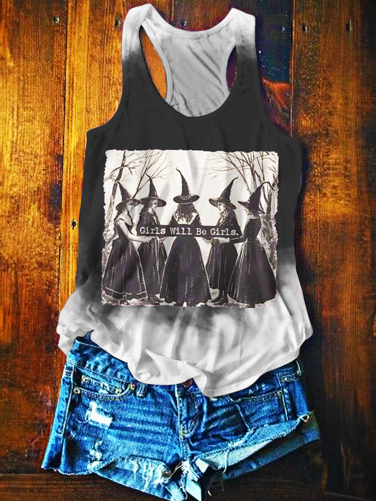 Girls Will Be Girls Witch Printed Tank Top