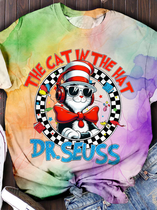 The Cat In The Hat Dr.seuss Reading Day High Hat Print T-shirt