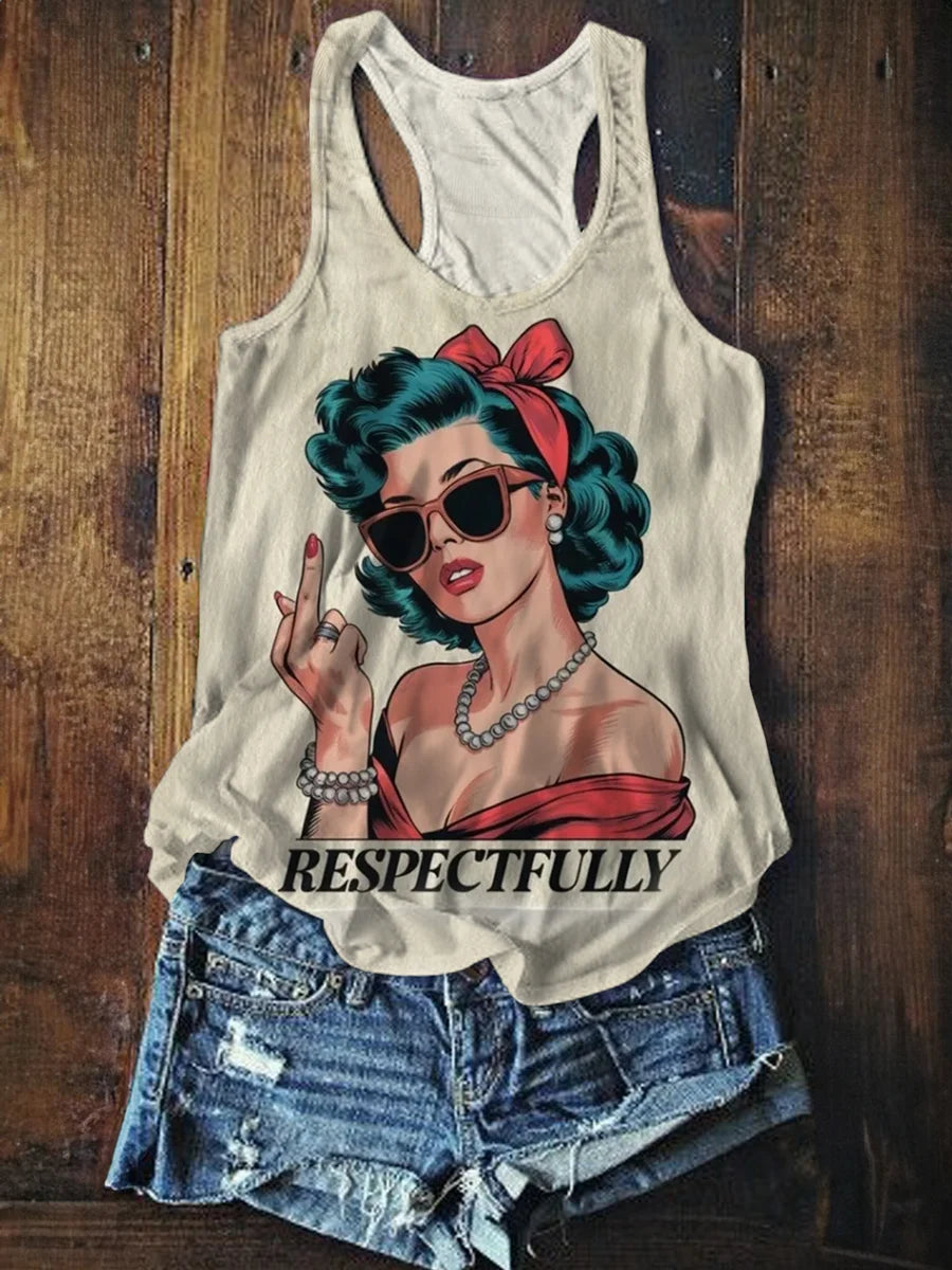 Vintage Respectfully Art Print Casual Tank Top