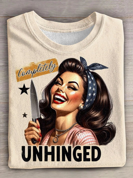 Vintage Completely Unhinged Art Print Casual T-shirt