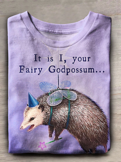 Funny Possum Print Casual Short Sleeve T-Shirt