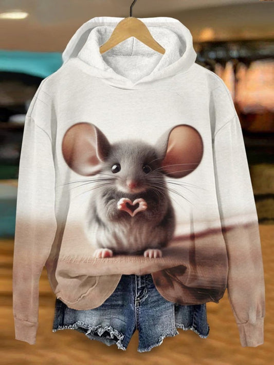 Funny Mouse Art Print Casual Hoodie