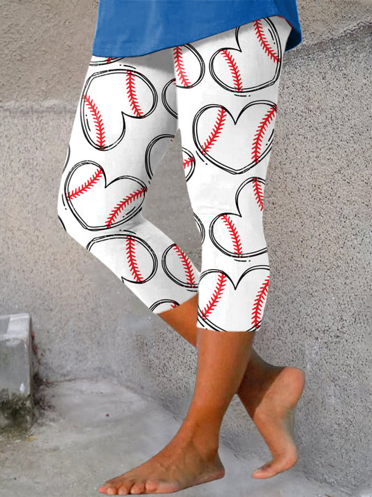 Women's Baseball Hearts Print Leggings