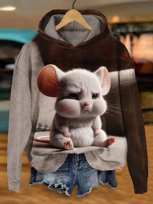 Fun Mouse Art Print Casual Hoodie