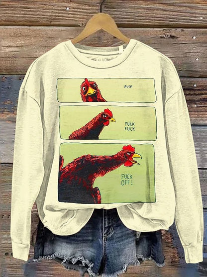 Chicken Funny Art Print Casual Crew Neck T-shirt