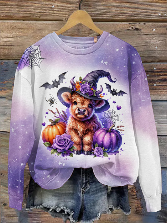 Women's Witches Highland Cow Print Long Sleeve Top