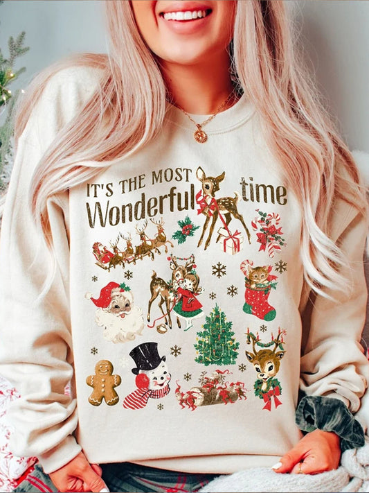 It's the most wonderful time Retro Casual Long Sleeve Top