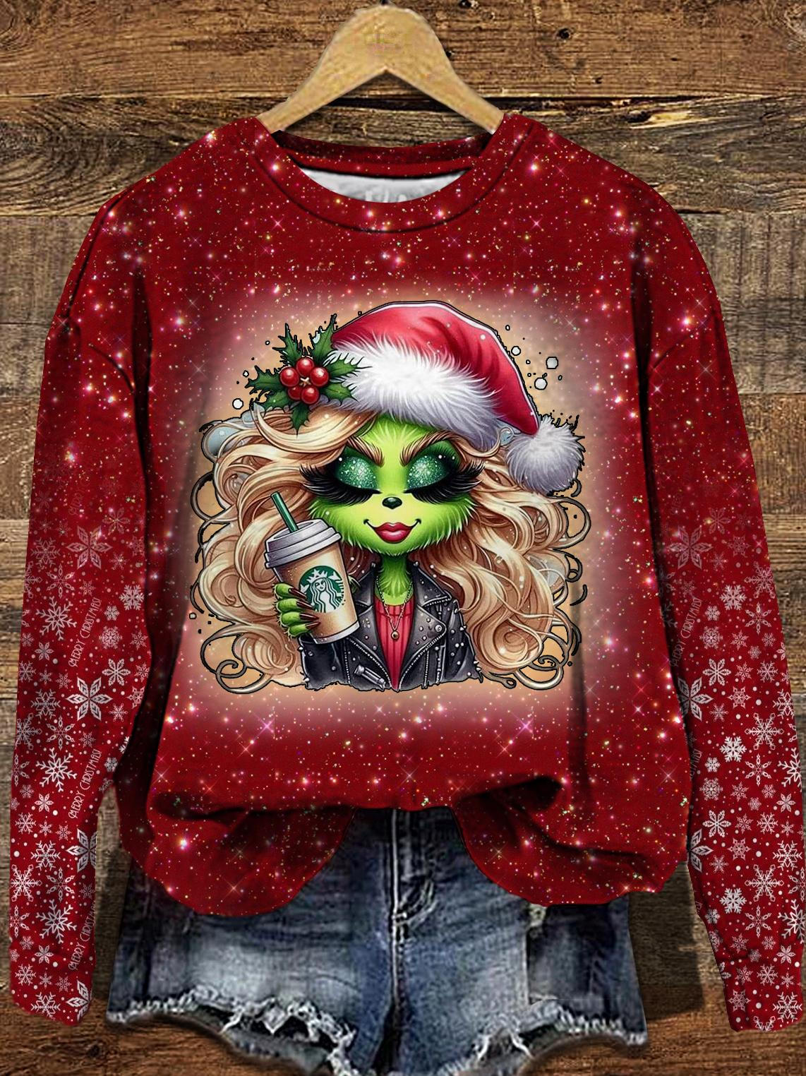 Women's Christmas Print Long Sleeve Casual Top