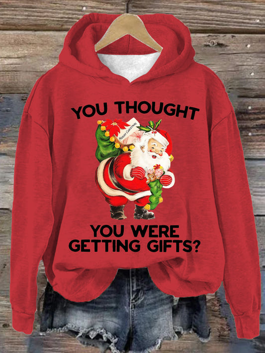 Funny Santa Long Sleeve Printed Hoodie