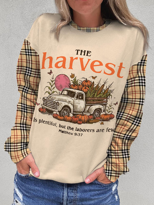 Women's Christian Resources Are Abundant But Labor Is Scarce Printed Round Neck Long Sleeve Top